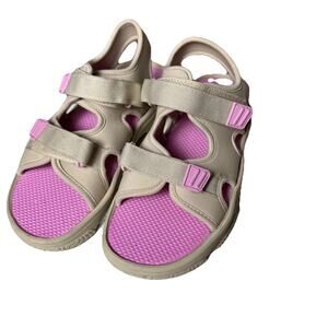 Girls Nature Sport Sandals Beige Pink Lightweight Easy On Hook and Loop Size 4